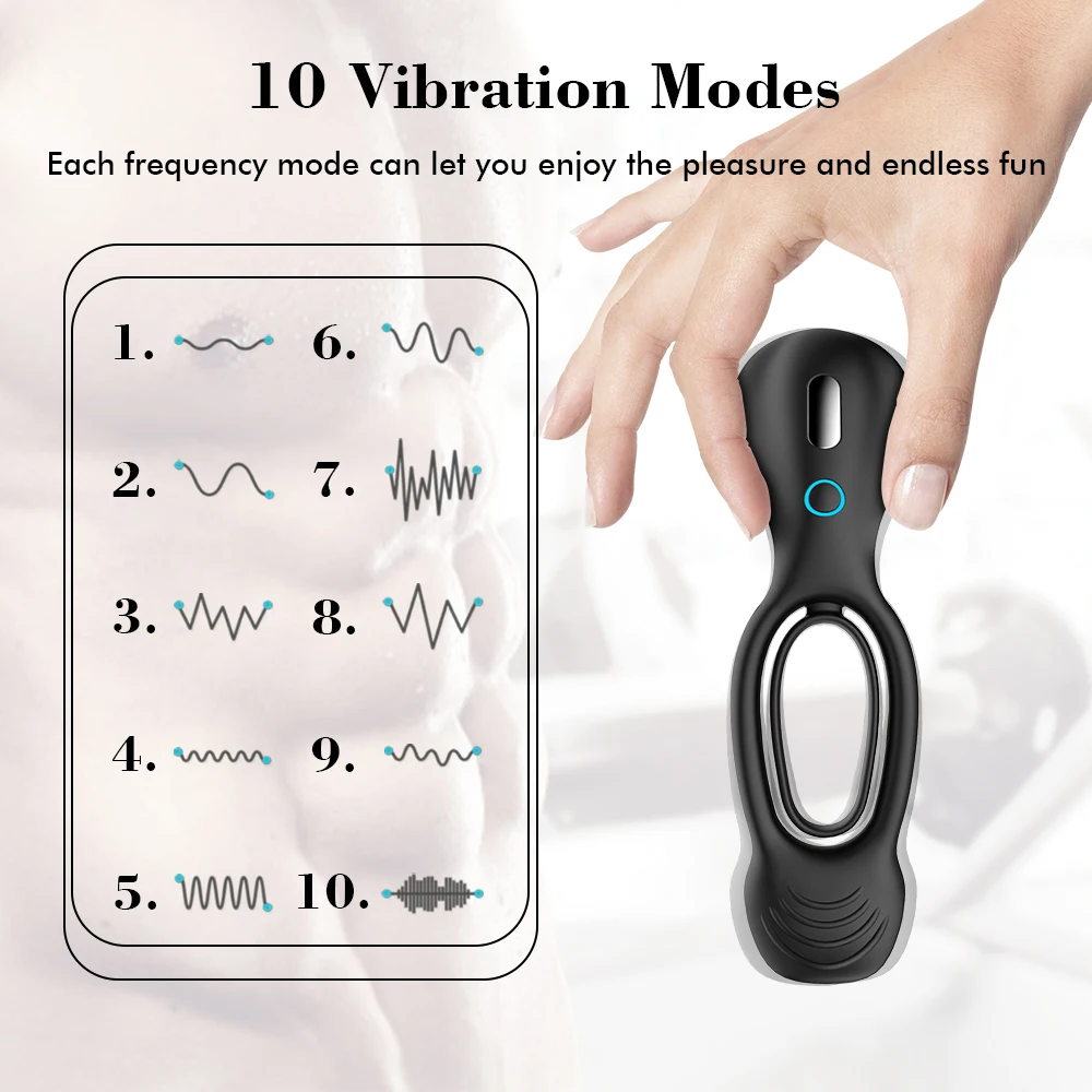 Penis Rings Vibrator for Men 10 Speeds Vibring Delay Ejaculation Double Cock Ring Clitoral Stimulator Sex Toys for Couple