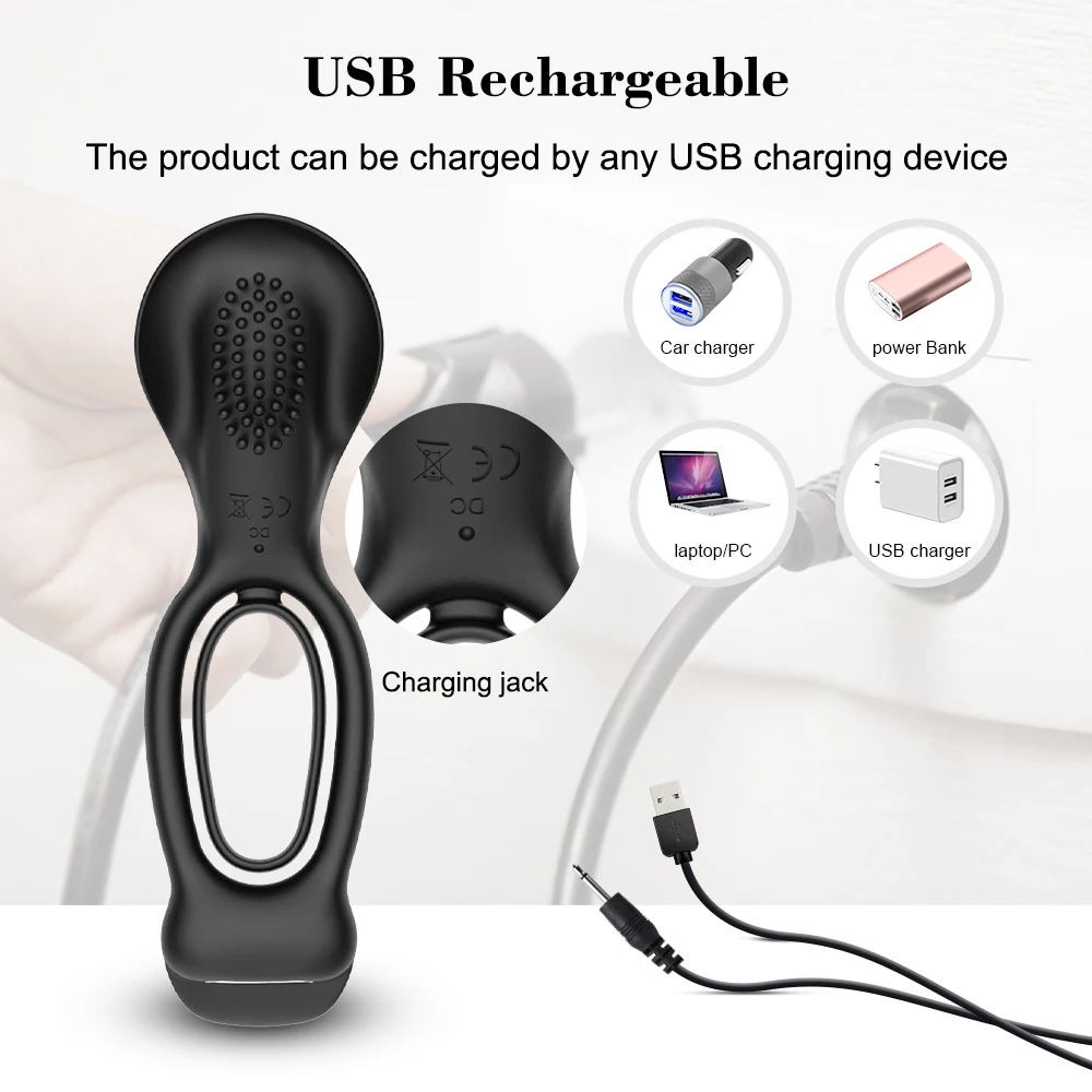 Penis Rings Vibrator for Men 10 Speeds Vibring Delay Ejaculation Double Cock Ring Clitoral Stimulator Sex Toys for Couple