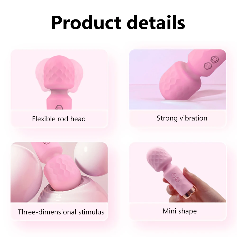 10 Modes Powerful Vibration Mini Vibrator Usb Charging Handheld Body Massager Clitoris G-Spot Vibrators Sex Toy Women AV Wand