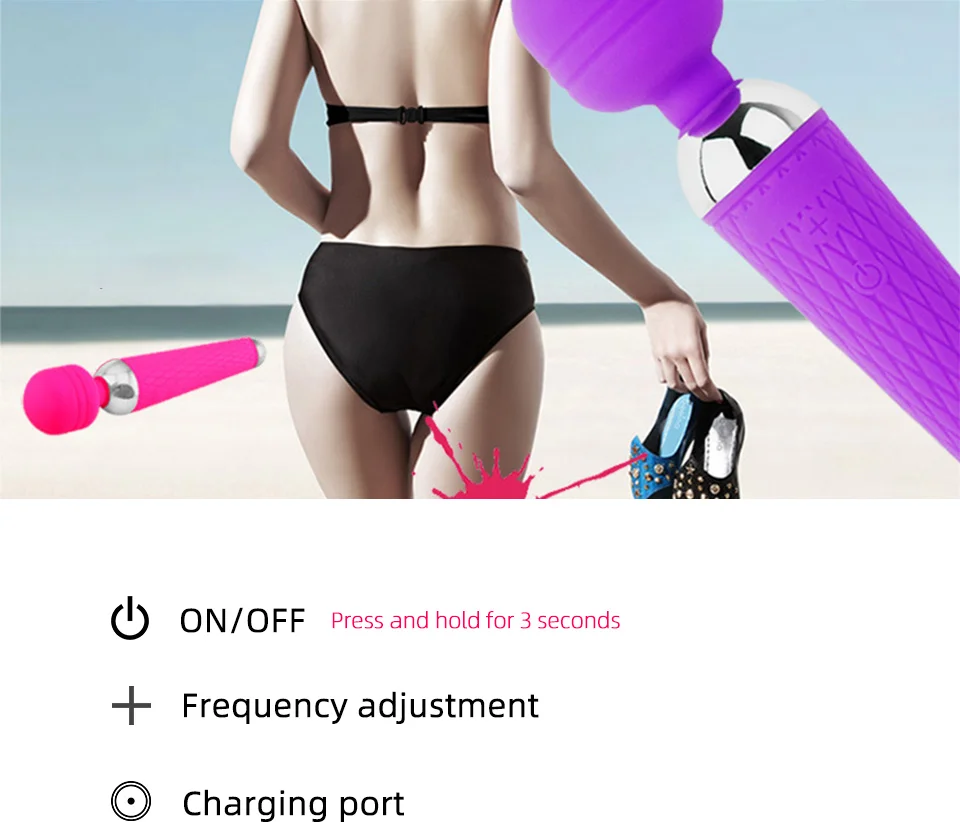 Female USB Recharge Vibrator Massager Magic Wand Powerful G Spot Clitoris Stimulator Vibrating Adult Sex Toys for Women Female USB Recharge Vibrator Massager Magic Wand Powerful G Spot Clitoris Stimulator Vibrating Adult Sex Toys for Women