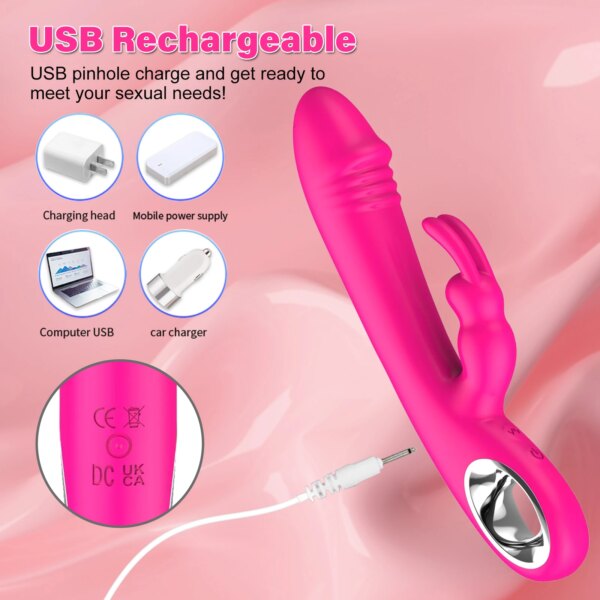 Powerful Rabbit Vibrator Female Dildo G-Spot Vibrator Nipple Clitoris Stimulator Vagina Massager Masturbator Sex Toys for Women