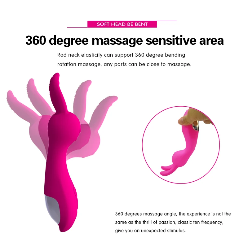 10 Modes Portable Rabbit AV Stick Vibrator Silicone Clitoris Vibrators For Women Female Sexual Toy Wearable Strong Vibration