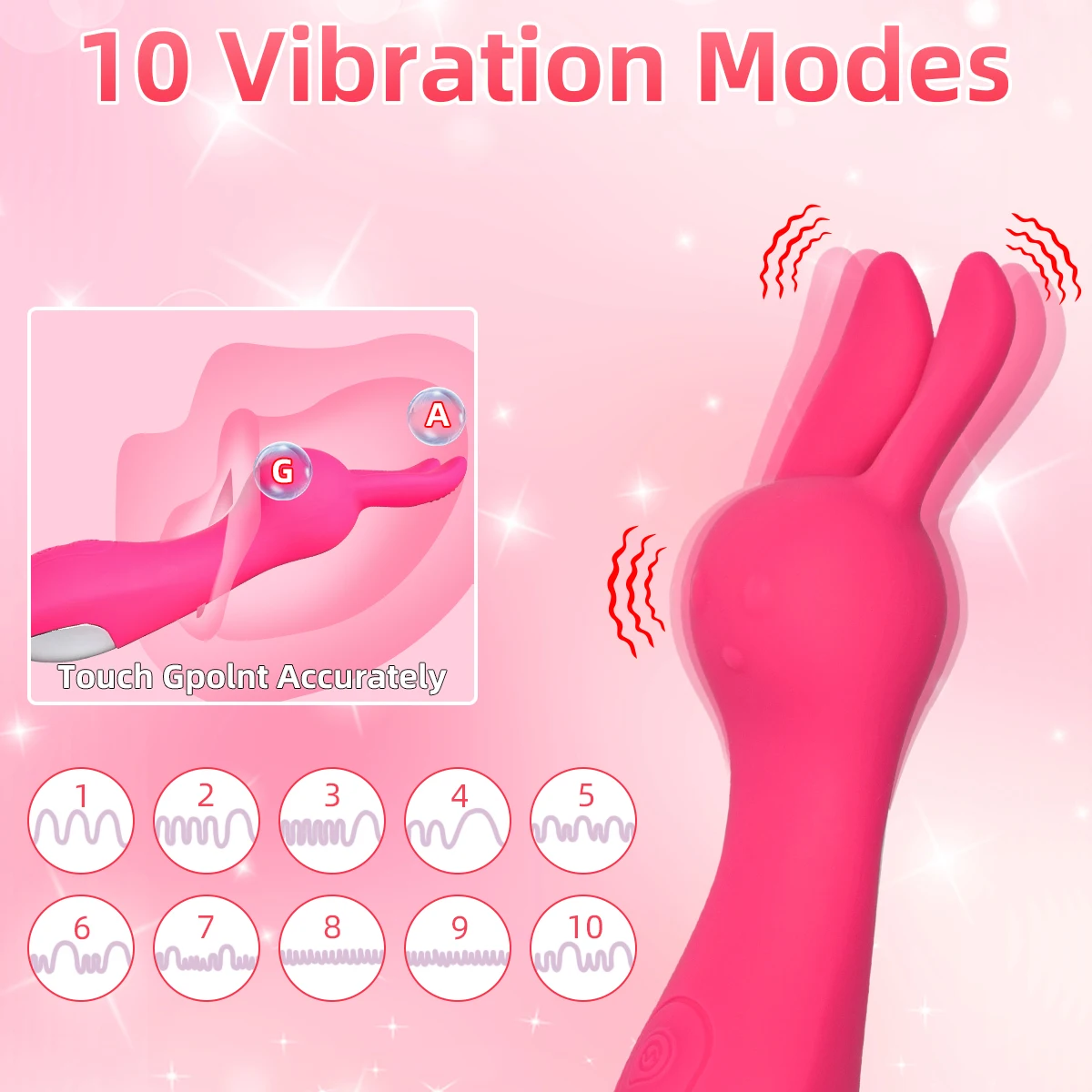 10 Modes Portable Rabbit AV Stick Vibrator Silicone Clitoris Vibrators For Women Female Sexual Toy Wearable Strong Vibration