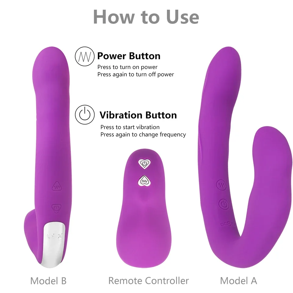 Lesbian Strapless Strapon Dildo Vibrators Remote Control Strap on Double Ended Pegging Dick Goods for Adults Sex Toys for Woman