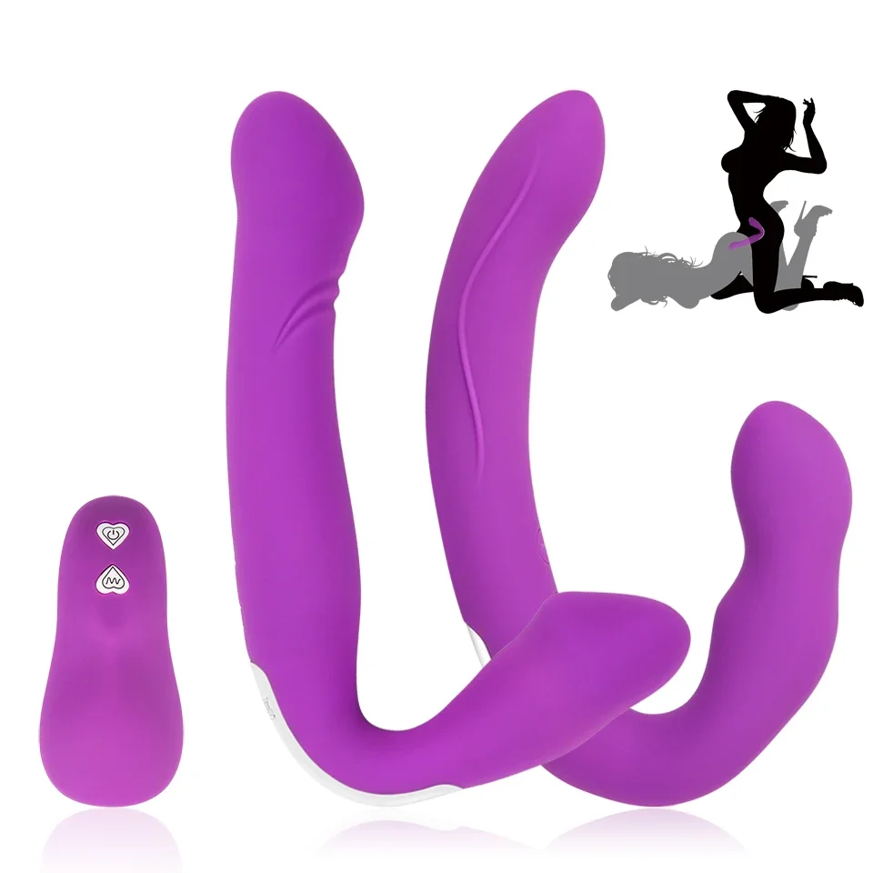 Lesbian Strapless Strapon Dildo Vibrators Remote Control Strap on Double Ended Pegging Dick Goods for Adults Sex Toys for Woman