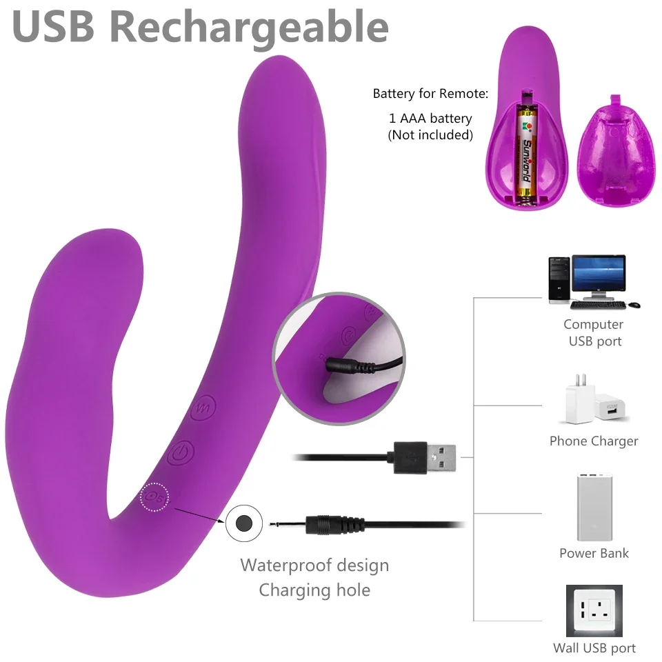 Lesbian Strapless Strapon Dildo Vibrators Remote Control Strap on Double Ended Pegging Dick Goods for Adults Sex Toys for Woman