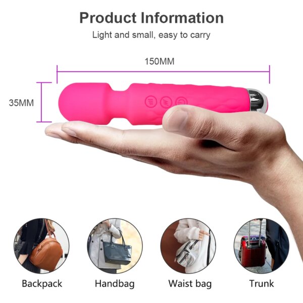 20 Modes Powerful Vibrator Magic Wand Female G-spot Massager USB Rechargeable Massager Adult Female Erotic Products 18