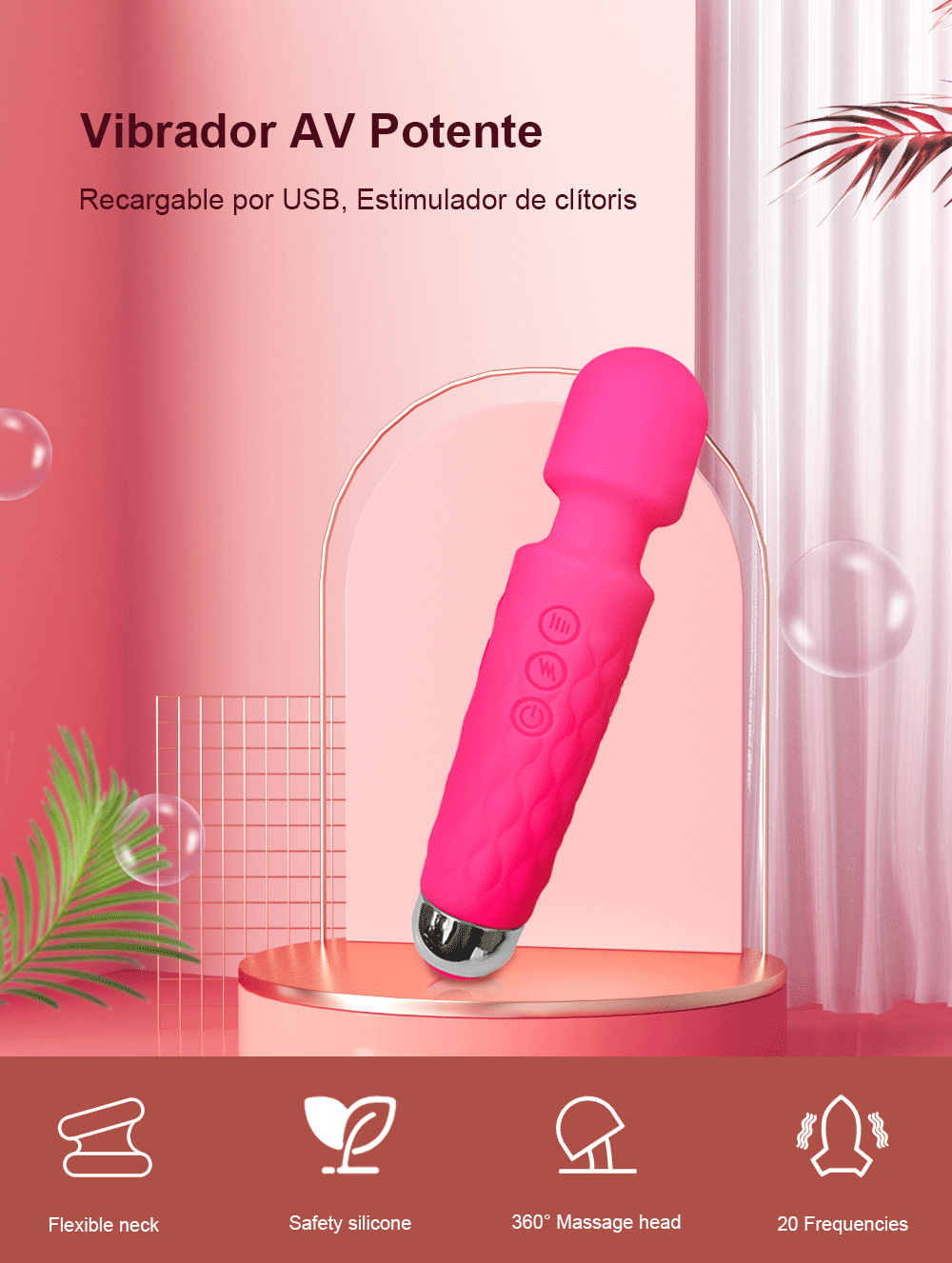 20 Modes Powerful Vibrator Magic Wand Female G-spot Massager USB Rechargeable Massager Adult Female Erotic Products 18