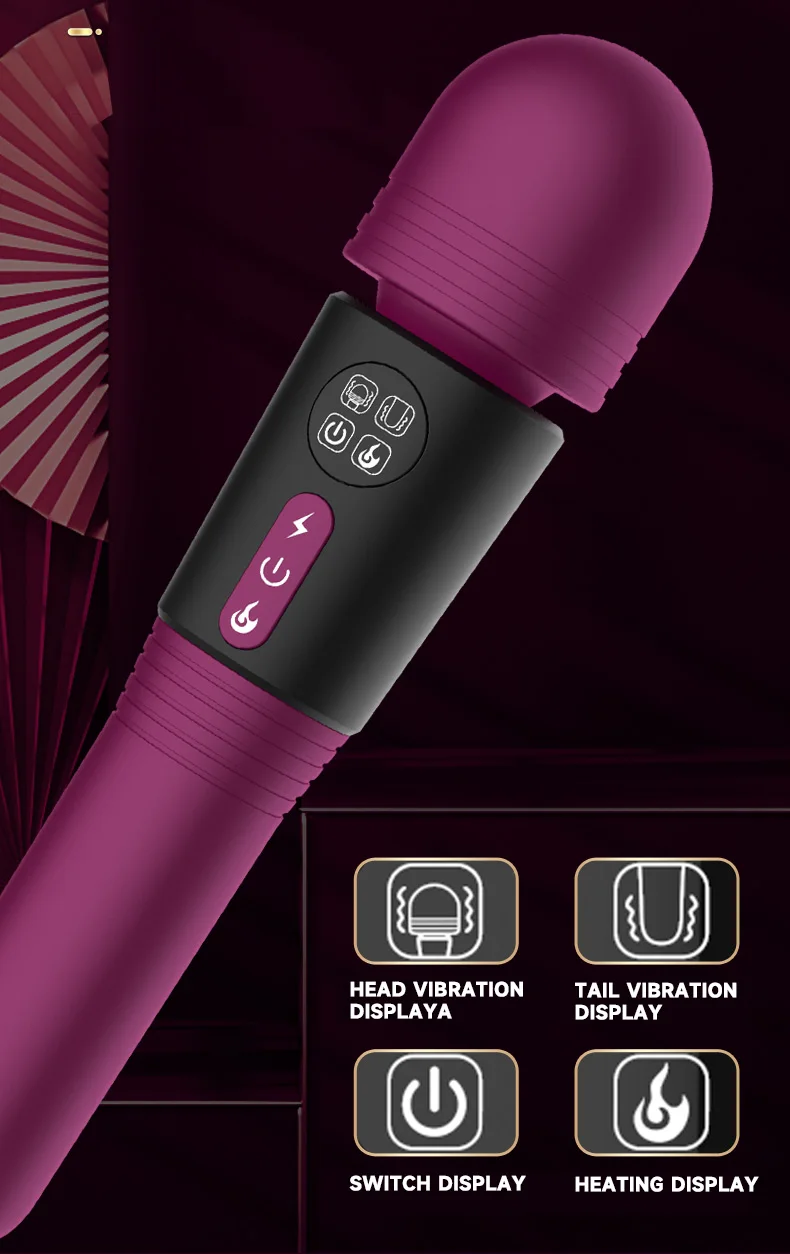 Double-headed women vibrator AV magic wand g-spot vagina nipple stimulator dildo erotic masturbator massage sex toys for couples
