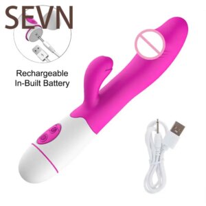 30 Speed Rechargeable Handheld Silicone Adult Clit Clitoral Clitoris Sex Toy G Spot Dual Motor Rabbit Vibrator for Women Female