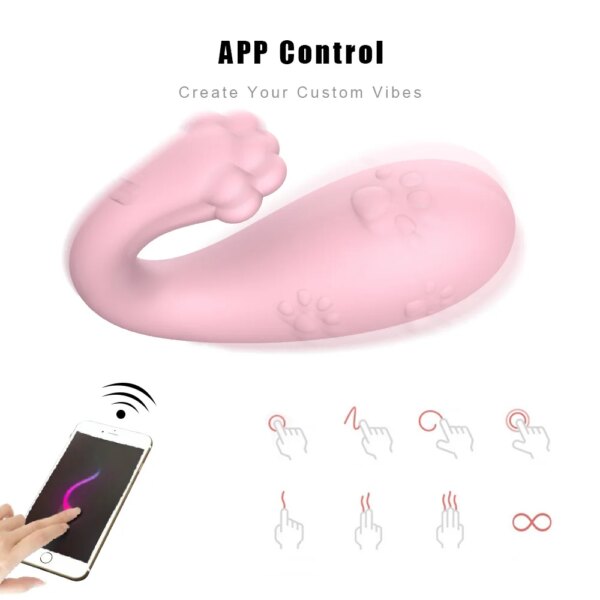 APP Bluetooth Sex Toys for Women Wireless Remote control G-spot Massage 8 Frequency USB charging Monster Pub Vibrator Silicone