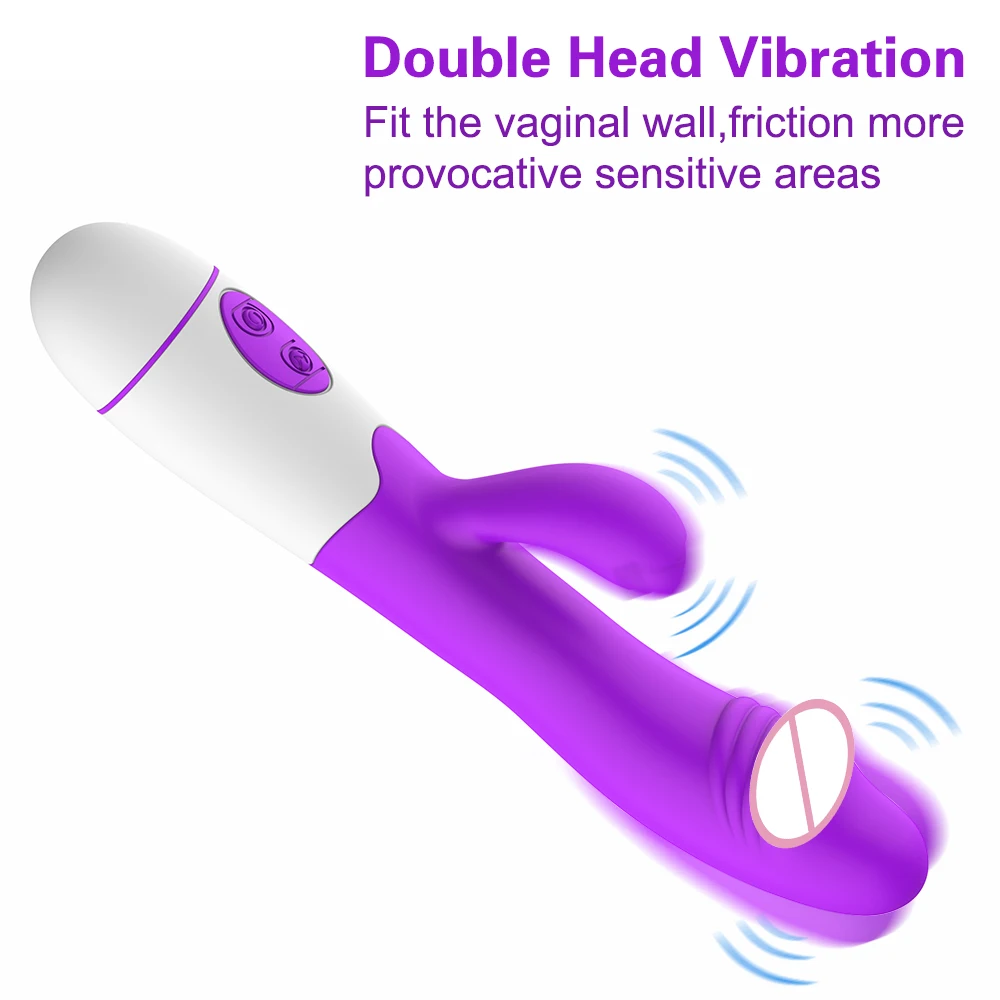 30 Speed Rechargeable Handheld Silicone Adult Clit Clitoral Clitoris Sex Toy G Spot Dual Motor Rabbit Vibrator for Women Female