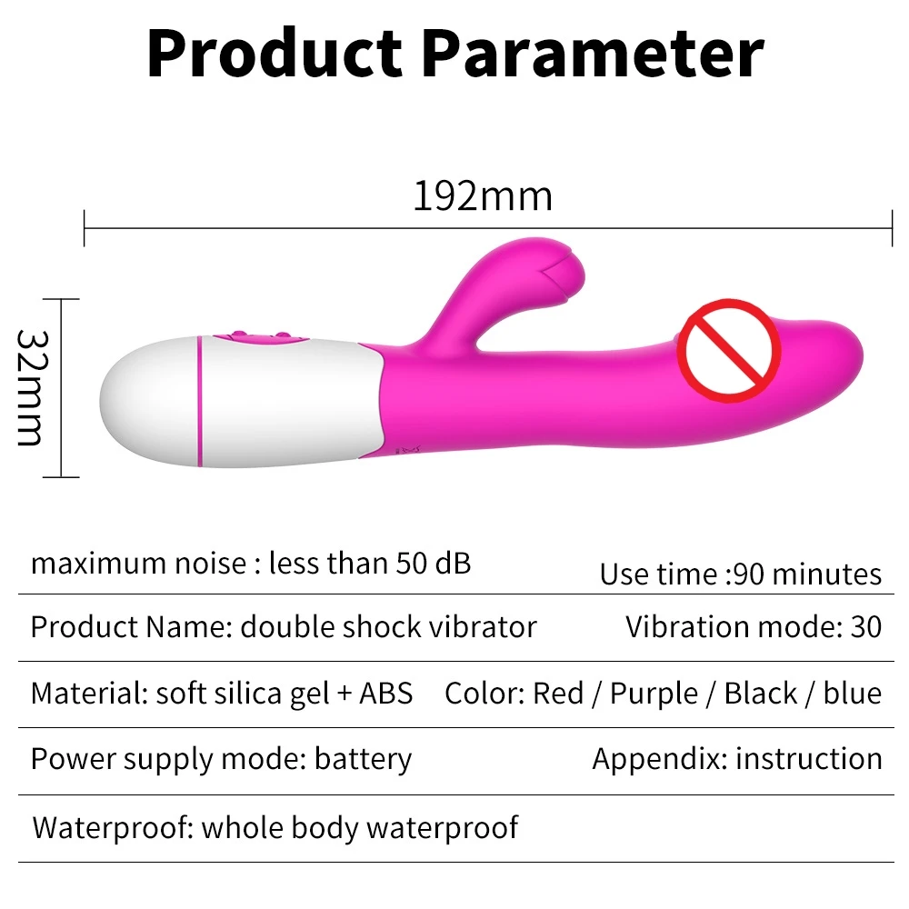30 Speed Rechargeable Handheld Silicone Adult Clit Clitoral Clitoris Sex Toy G Spot Dual Motor Rabbit Vibrator for Women Female