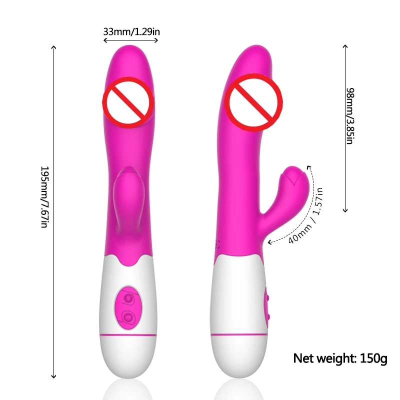 30 Speed Rechargeable Handheld Silicone Adult Clit Clitoral Clitoris Sex Toy G Spot Dual Motor Rabbit Vibrator for Women Female
