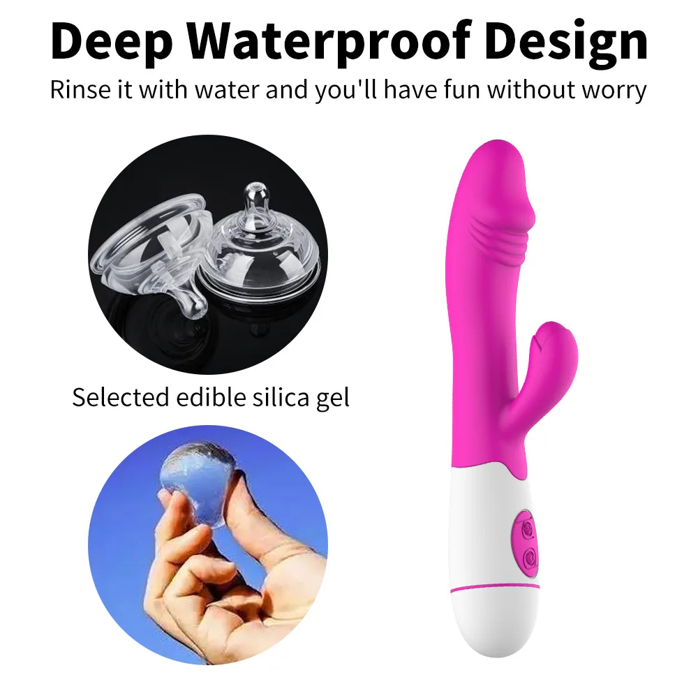 3PCS/SET 30Speed Rechargeable Handheld Silicone Adult Clit Clitoral Clitoris Sex Toy G Spot Dual Motor Rabbit Vibrator for Women