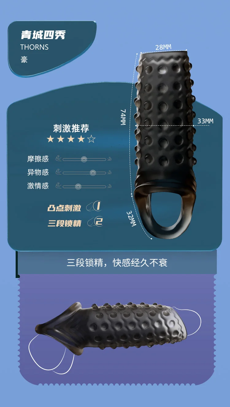 Reusable Penis Extender Cock Rings Delay Ejaculation Penis Condom No Vibrator Sex Toys For Men Bdsm Women Anal Clitor Stimulator