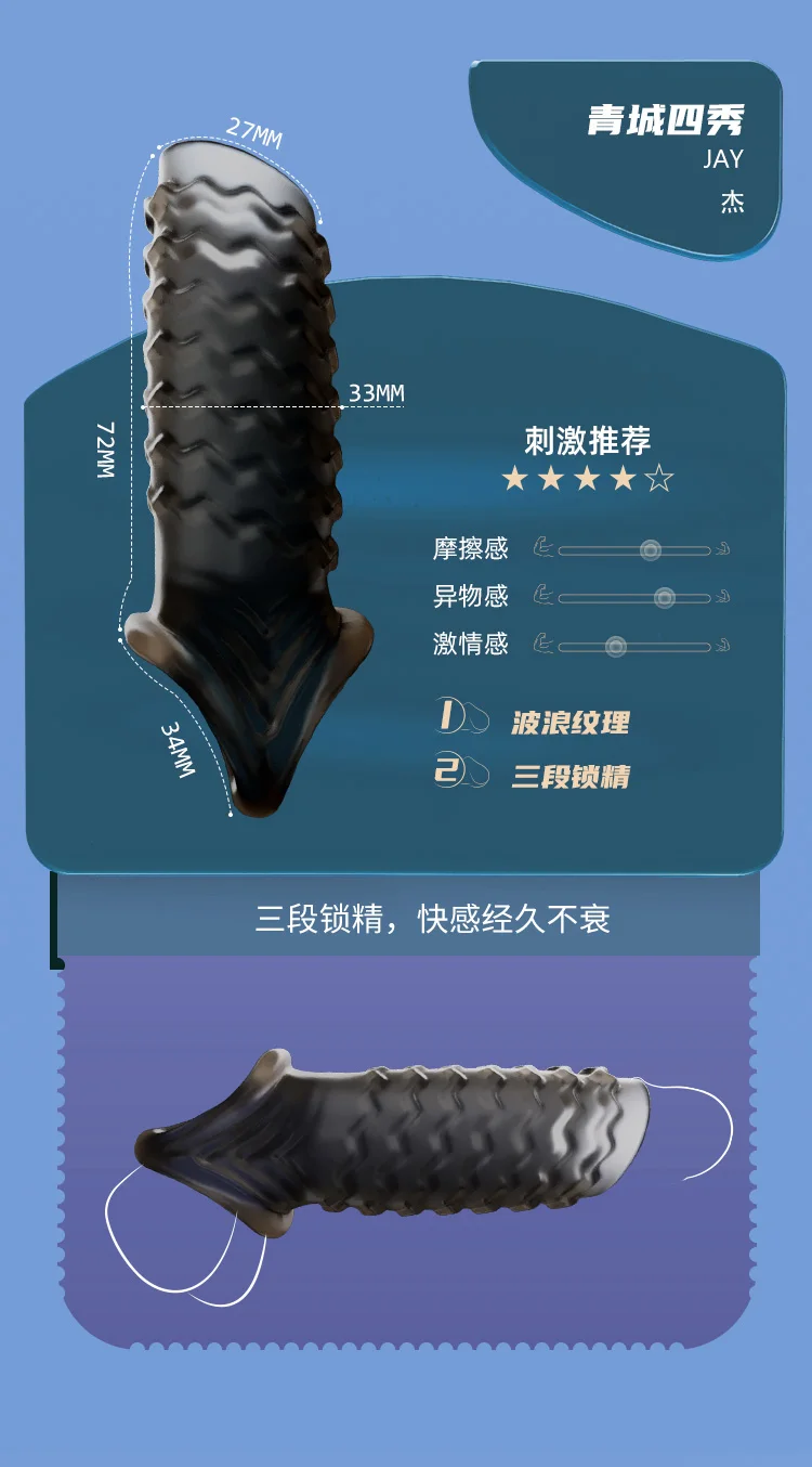 Reusable Penis Extender Cock Rings Delay Ejaculation Penis Condom No Vibrator Sex Toys For Men Bdsm Women Anal Clitor Stimulator