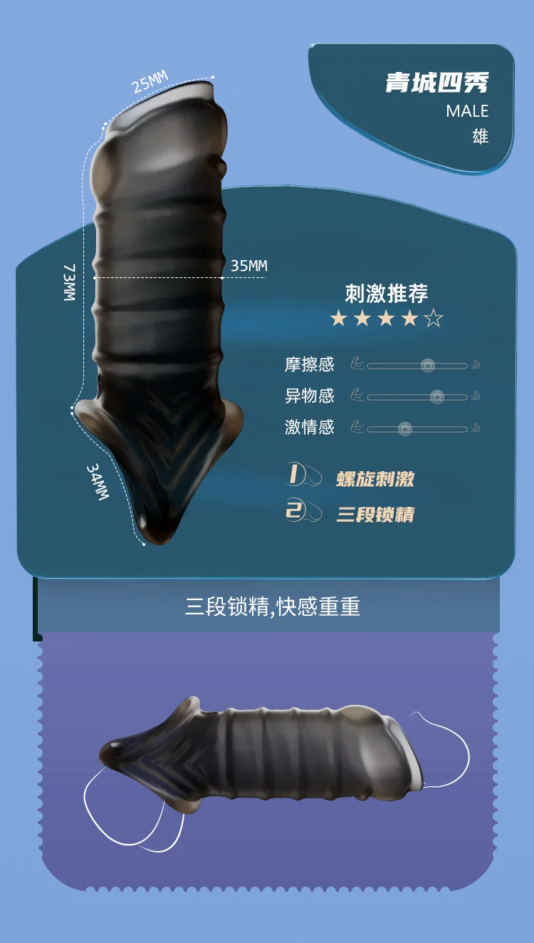 Reusable Penis Extender Cock Rings Delay Ejaculation Penis Condom No Vibrator Sex Toys For Men Bdsm Women Anal Clitor Stimulator