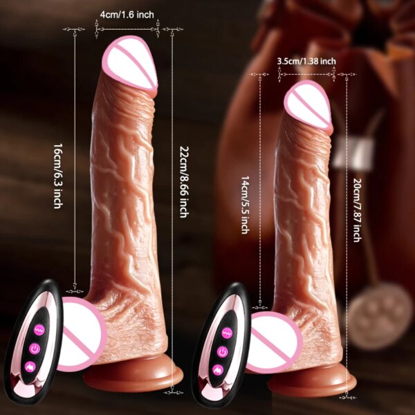 Big Telescopic Dildo Heating Vibrator Vagina Anal Stimulator Dildo Penis Sex Toy for Women Orgasm Masturbator G Spot Sex Machine