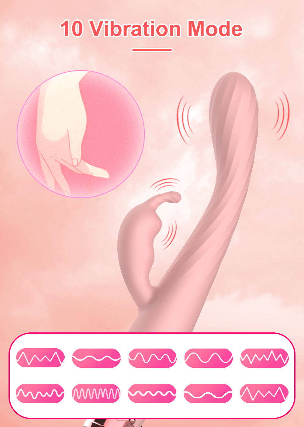 Beginner G-Spot Rabbit Vibrator for Women 10 Speed Nipple Clitoris Stimulation Female Orgasm Finger Shaped Sex Toys for Adult
