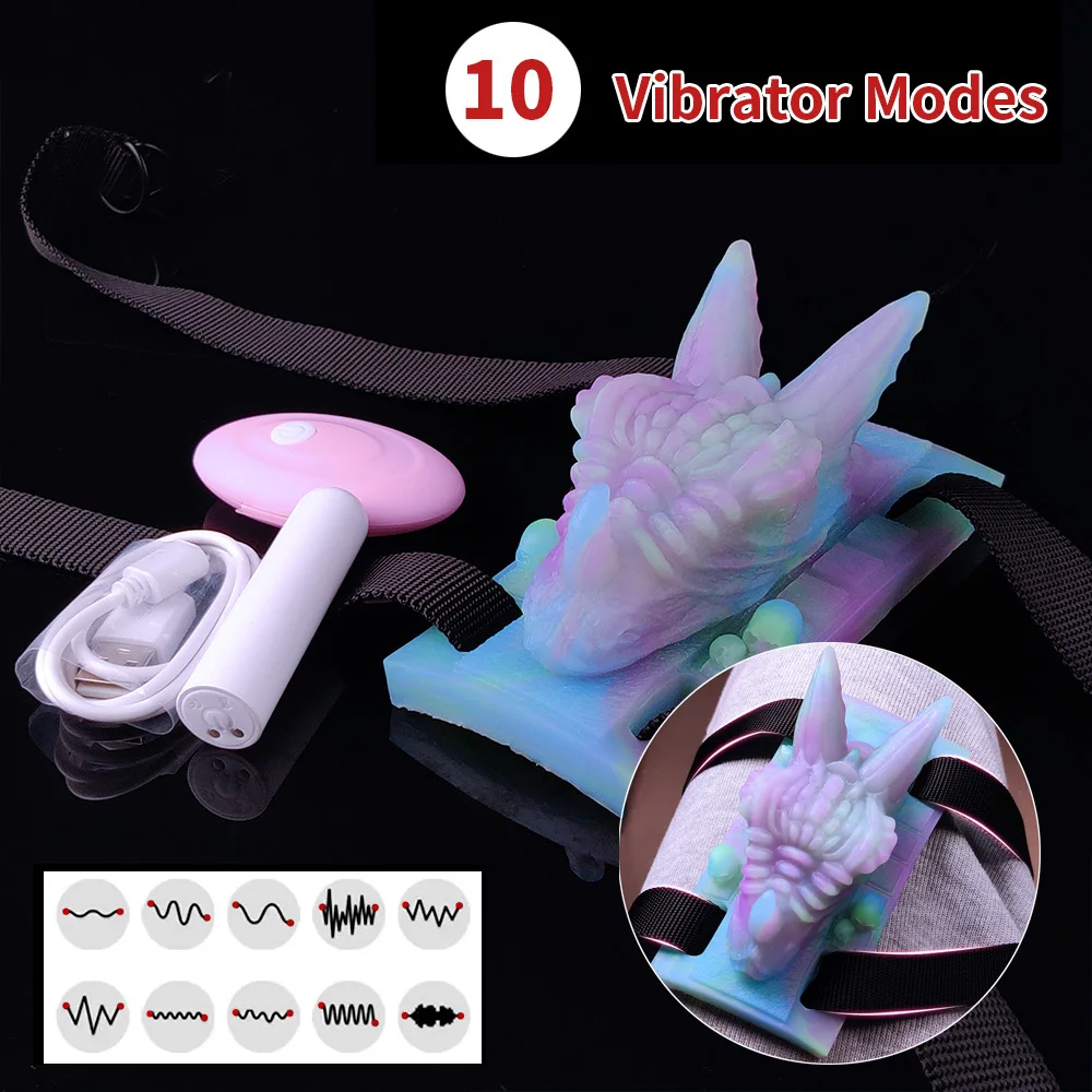 YOCY Strapon Fantasy Dragon Grinder Silicone Sex Toy 10 Modes Vibrator For Women Men Masturbator G-Spot Stimulator