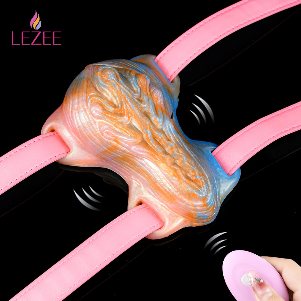 LEZEE Realistic Sex Grinder Textured Strap Vibrator Women Sex Toys Anal Vagina Masturbator Friction Sexual Flirting Adult Game