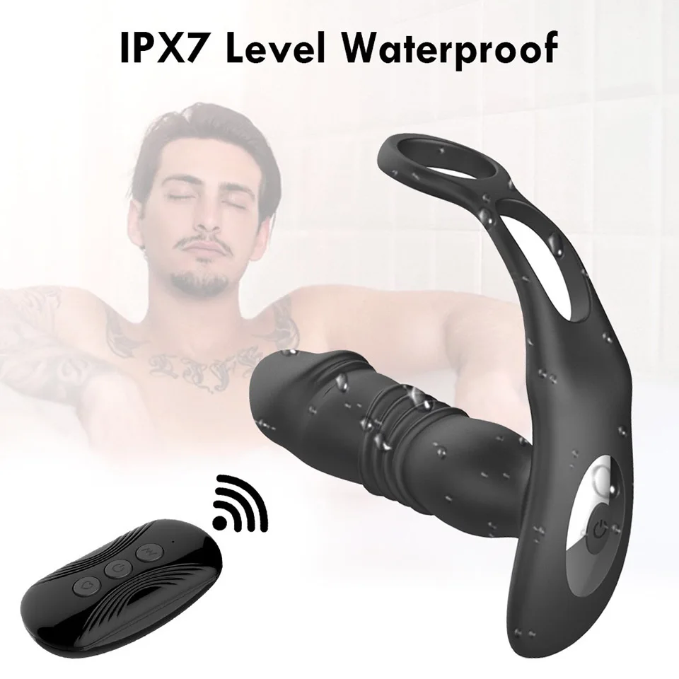 Men Double Locking Ring Usb-Powered Anal Vibrator Remote Control Retractable Anal Plug Prostate Massager Masturbator Butplug Men Double Locking Ring Usb-Powered Anal Vibrator Remote Control Retractable Anal Plug Prostate Massager Masturbator Butplug