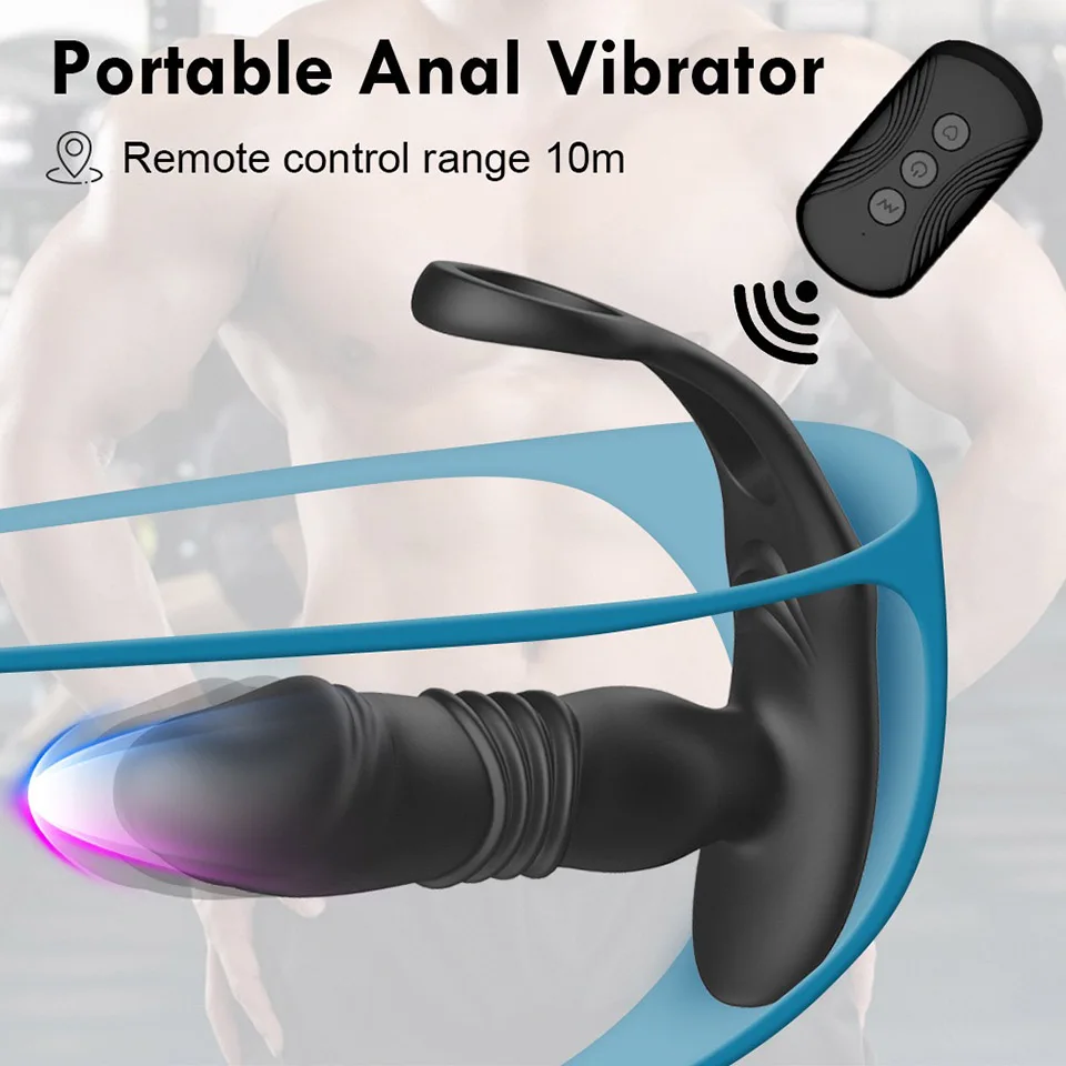 Men Double Locking Ring Usb-Powered Anal Vibrator Remote Control Retractable Anal Plug Prostate Massager Masturbator Butplug Men Double Locking Ring Usb-Powered Anal Vibrator Remote Control Retractable Anal Plug Prostate Massager Masturbator Butplug