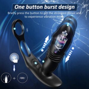 Men Double Locking Ring Usb-Powered Anal Vibrator Remote Control Retractable Anal Plug Prostate Massager Masturbator Butplug