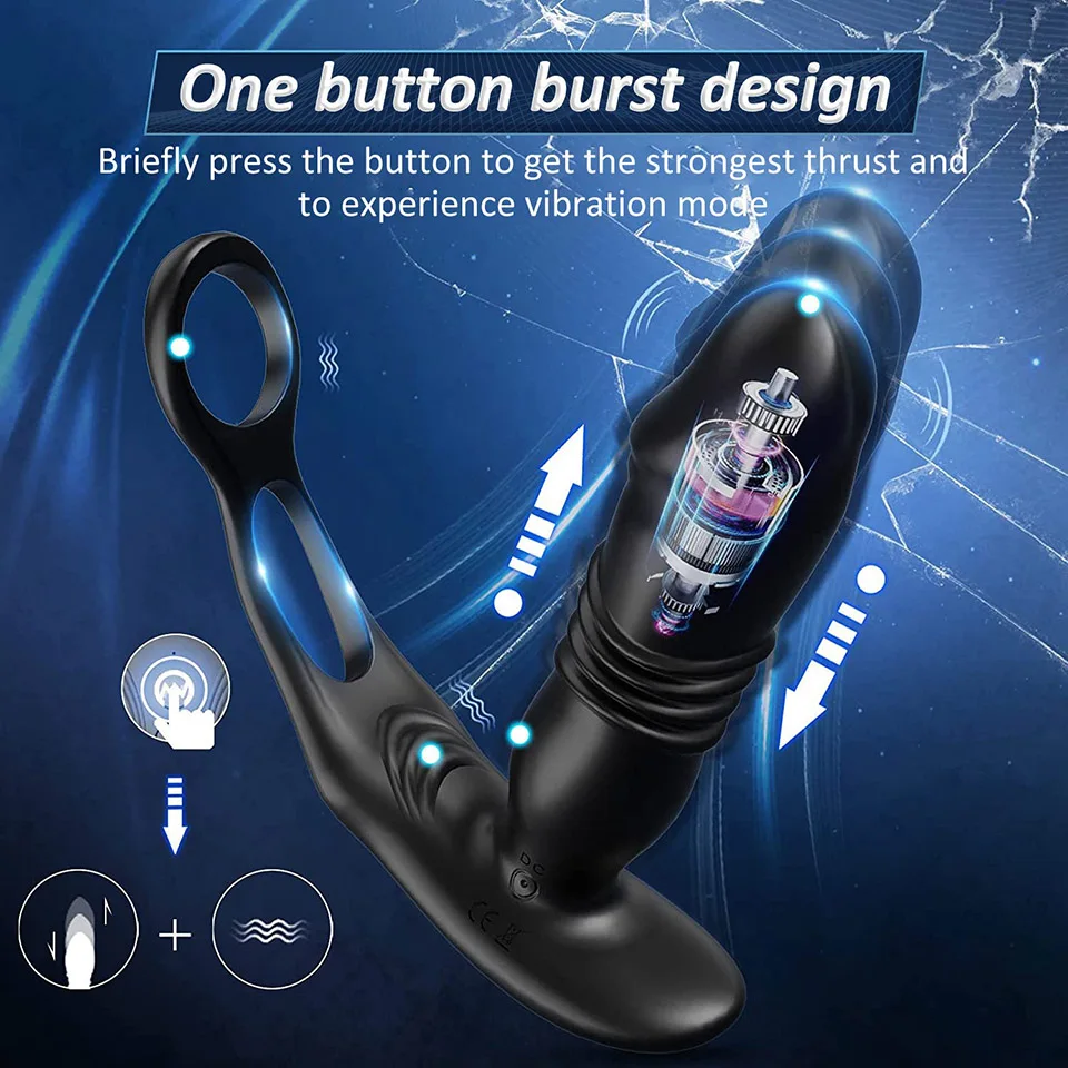 Men Double Locking Ring Usb-Powered Anal Vibrator Remote Control Retractable Anal Plug Prostate Massager Masturbator Butplug Men Double Locking Ring Usb-Powered Anal Vibrator Remote Control Retractable Anal Plug Prostate Massager Masturbator Butplug