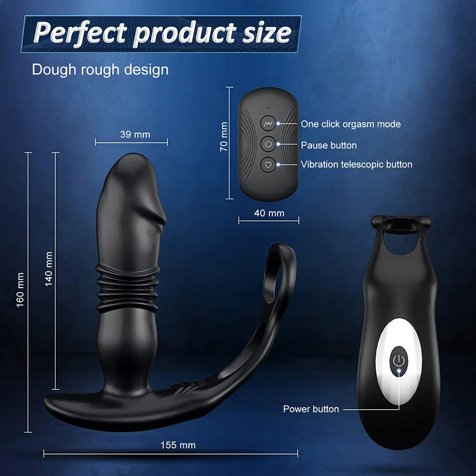Men Double Locking Ring Usb-Powered Anal Vibrator Remote Control Retractable Anal Plug Prostate Massager Masturbator Butplug Men Double Locking Ring Usb-Powered Anal Vibrator Remote Control Retractable Anal Plug Prostate Massager Masturbator Butplug
