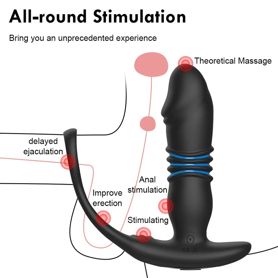 Men Double Locking Ring Usb-Powered Anal Vibrator Remote Control Retractable Anal Plug Prostate Massager Masturbator Butplug Men Double Locking Ring Usb-Powered Anal Vibrator Remote Control Retractable Anal Plug Prostate Massager Masturbator Butplug