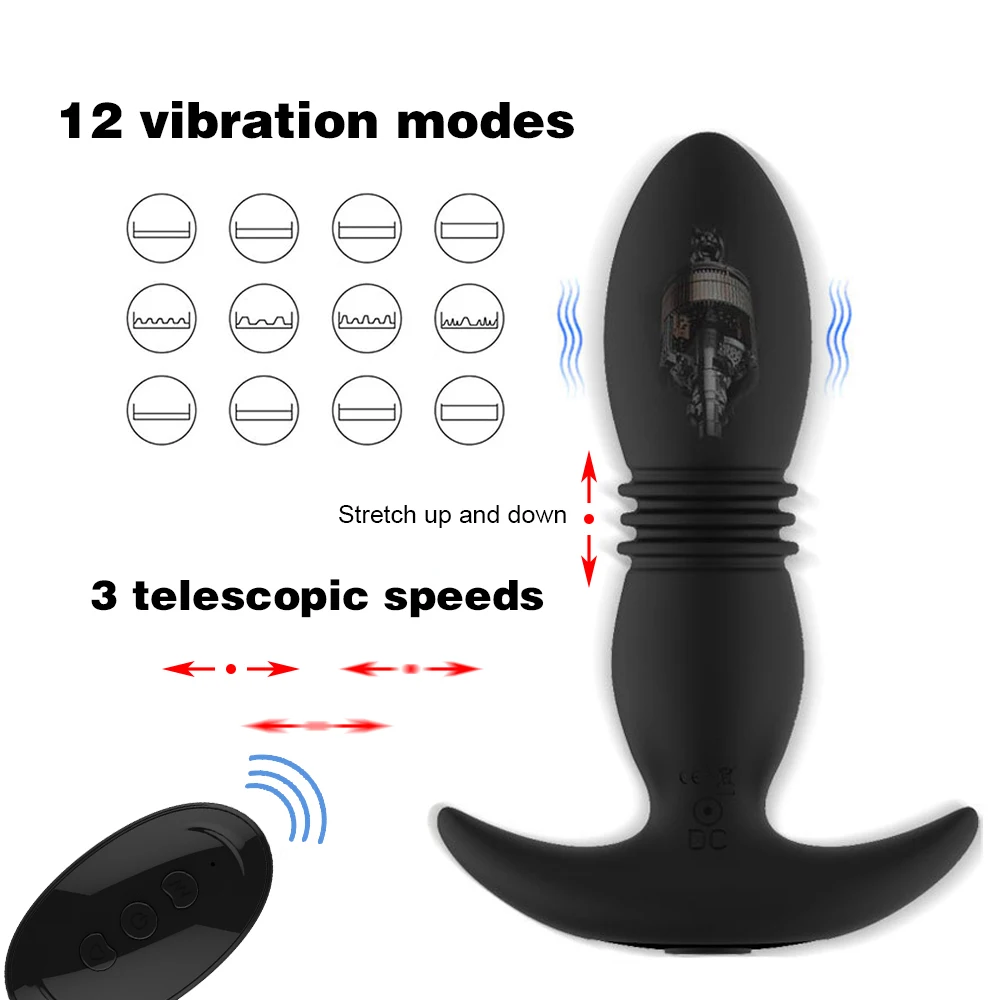 Telescopic Vibrating Butt Plug Anal Vibrator Wireless Remote Sex Toys for Women Ass Anal Dildo Prostate Massager Men Buttplug