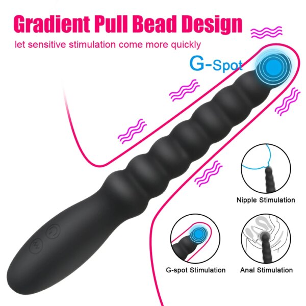 10 Speed Anus Beads Vibrator Anal Plug Prostatic Massager G-spot Stimulator Sex Toys For Women Men Couples
