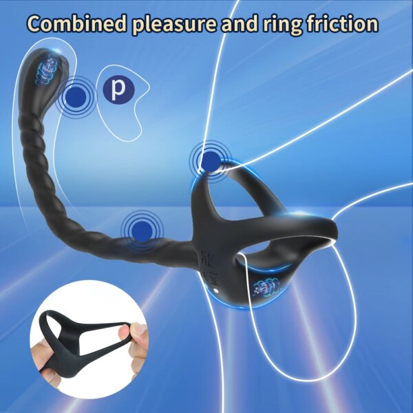 APP Remote Penis Ring Anal Plug Vibrators For Men Cock Ring Delay Exerciser Prostate Stimulator Massager Adult Sex Toys for Men