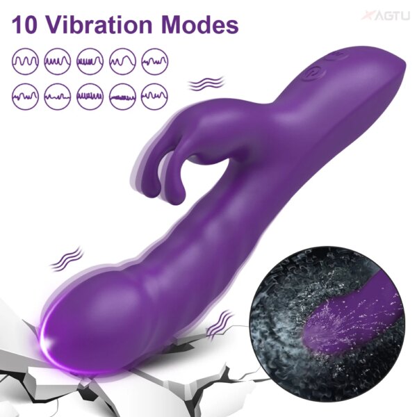 Powerful Rabbit Vibrator for Women Clit Nipple Clitoris Stimulator G Spot Vagina Massager 2 in 1 Dildo Sex Toys for Adult Goods