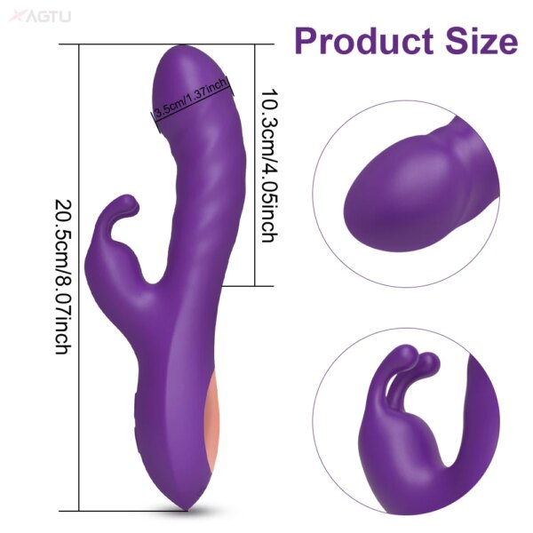 Powerful Rabbit Vibrator for Women Clit Nipple Clitoris Stimulator G Spot Vagina Massager 2 in 1 Dildo Sex Toys for Adult Goods