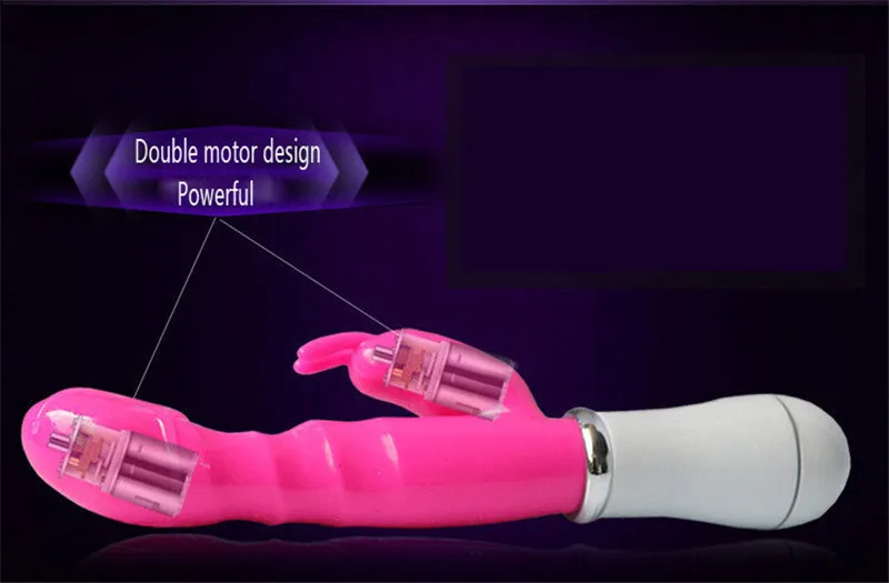 G-Spot Dildo Rabbit Vibrator Dual Vibration Waterproof Vagina Clitoris Massager Sex Toys for Women SP015