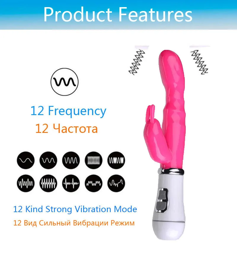 G-Spot Dildo Rabbit Vibrator Dual Vibration Waterproof Vagina Clitoris Massager Sex Toys for Women SP015