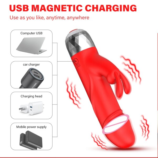 Dildo Rabbit Vibrator for Women Vaginal Clitoris Stimulator G-Spot Massage Mini Bullet Vibrator Female Masturbator Sex Toy