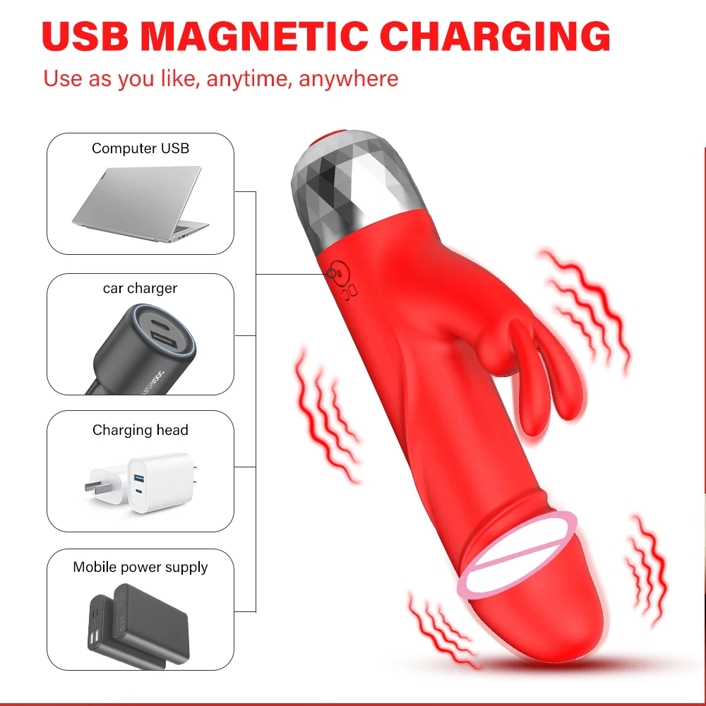 Dildo Rabbit Vibrator for Women Vaginal Clitoris Stimulator G-Spot Massage Mini Bullet Vibrator Female Masturbator Sex Toy
