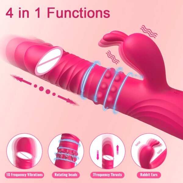 Rabbit Vibrator Telescopic Vibration G Spot Clitoris Stimulator Dildo Vibrators Female Nipple Masturbation Sex Toys for Women