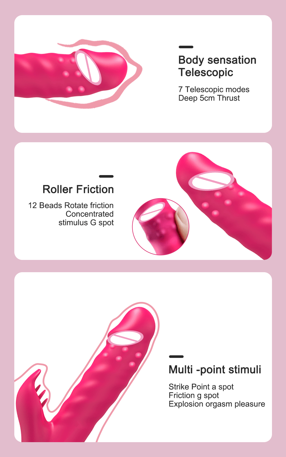 Rabbit Vibrator Telescopic Vibration G Spot Clitoris Stimulator Dildo Vibrators Female Nipple Masturbation Sex Toys for Women