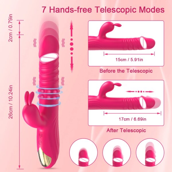 Rabbit Vibrator Telescopic Vibration G Spot Clitoris Stimulator Dildo Vibrators Female Nipple Masturbation Sex Toys for Women