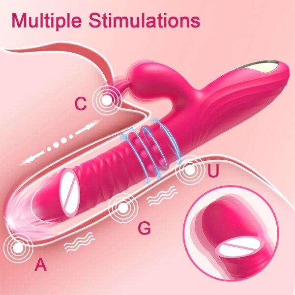 Rabbit Vibrator Telescopic Vibration G Spot Clitoris Stimulator Dildo Vibrators Female Nipple Masturbation Sex Toys for Women