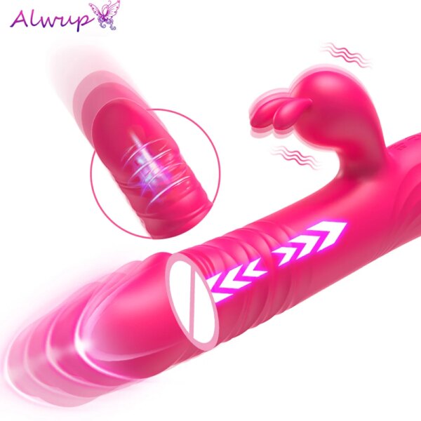 Rabbit Vibrator Telescopic Vibration G Spot Clitoris Stimulator Dildo Vibrators Female Nipple Masturbation Sex Toys for Women