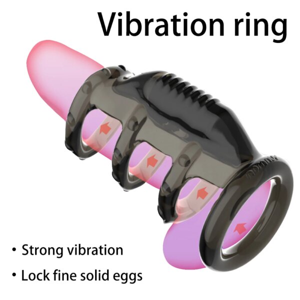 Delay Ejaculation Penis Vibrating Ring Extender Dildo G Spot Clitoris Stimulator Cock Sex Toys For Men Woman Bondage Massage