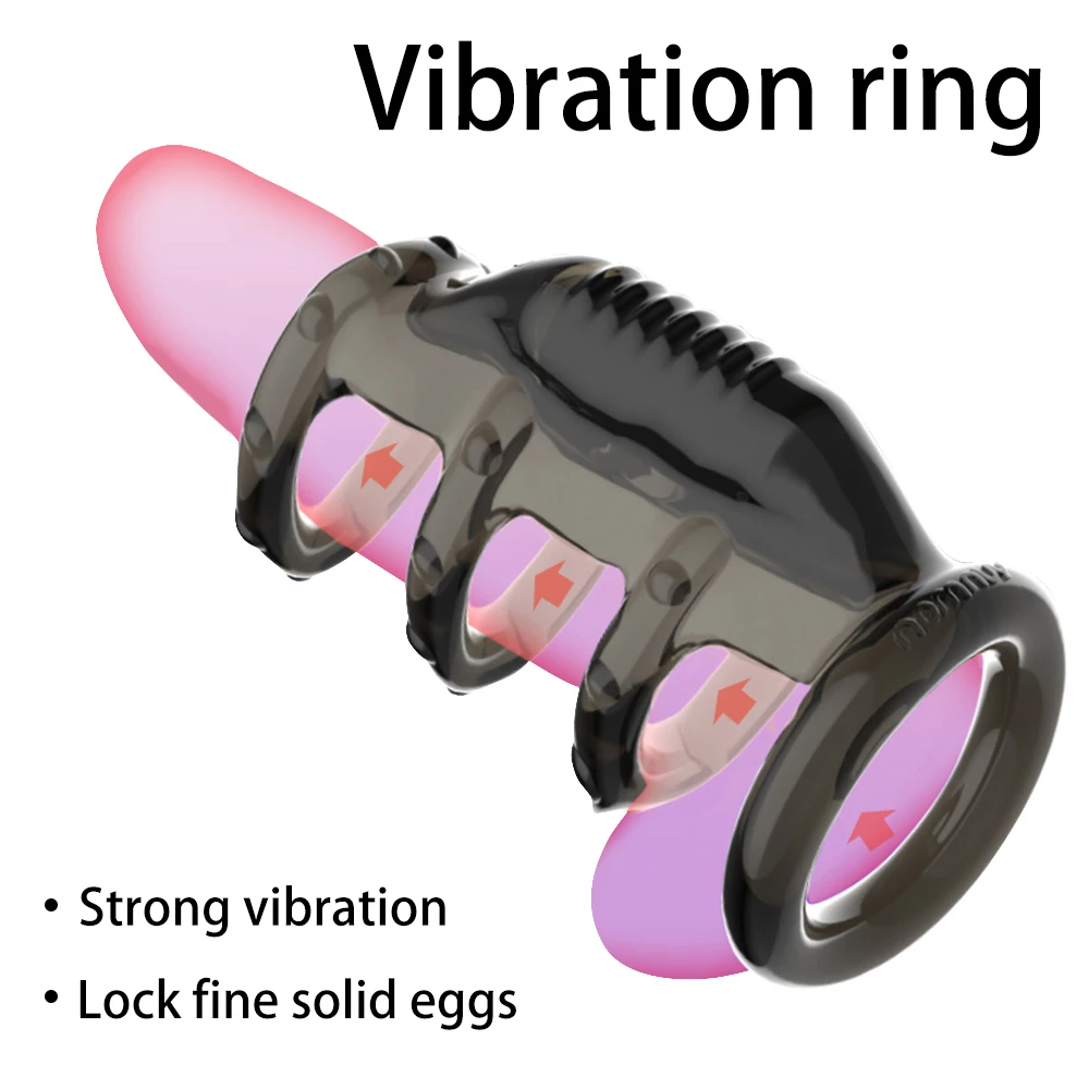 Delay Ejaculation Penis Vibrating Ring Extender Dildo G Spot Clitoris Stimulator Cock Sex Toys For Men Woman Bondage Massage
