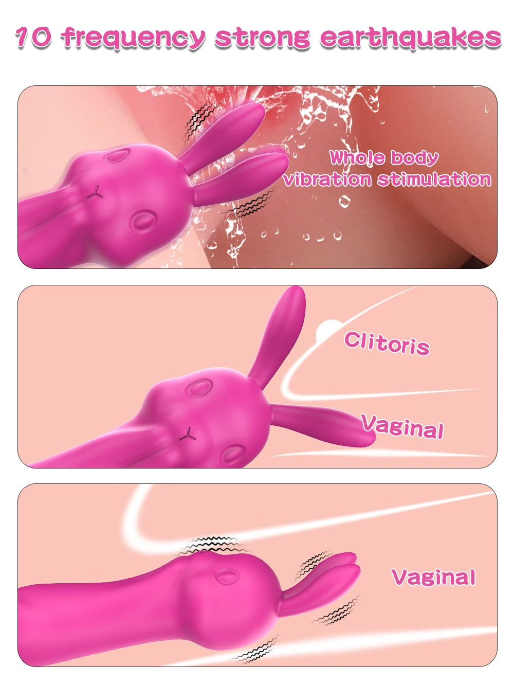 Rabbit Vibrator 10 Mode Clitoris Vibration Dildo Masturbator Female Vaginal Massage Adult G-Spot Stimulator Sex Toys For Women