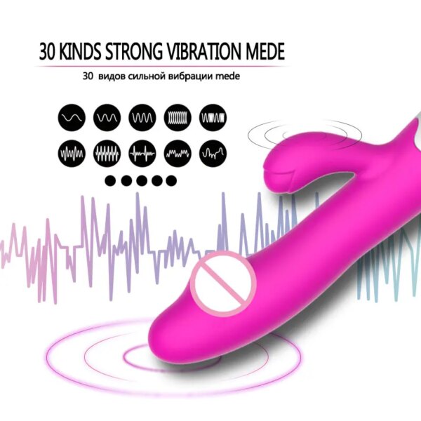 30 Speed G Spot Female Vibrator Powerful Dildo Rabbit Vibrator for Women Clitoris Stimulation Massage Masturbate Adult Sex Toys